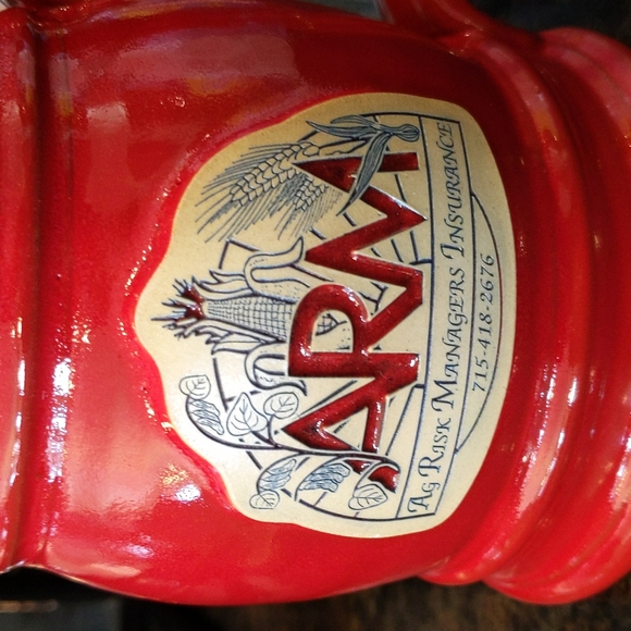 Large Deneen Pottery Mug Orangey Red 2015 Ag Risk Managers Insurance - Picture 6 of 9